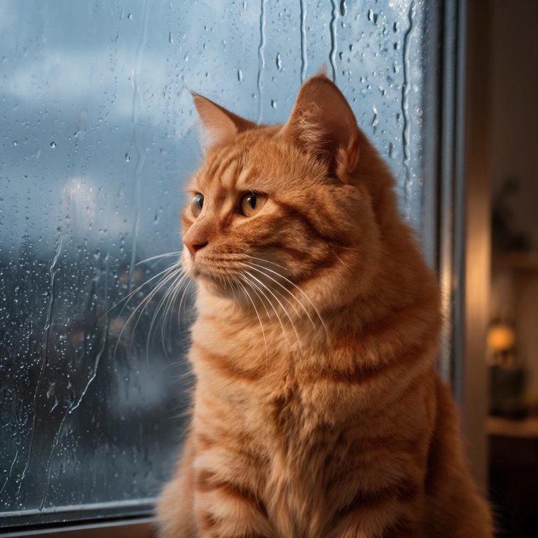 Rainy window — AI pet portrait template