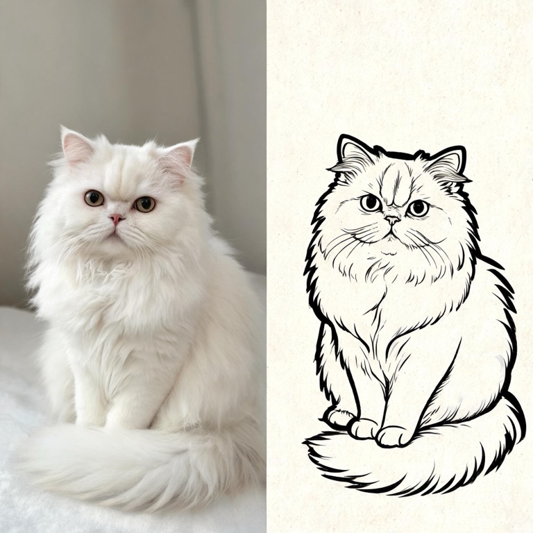 Tattoo flash — AI pet portrait template